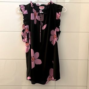 Kate Spade New York- Black Floral Sleeveless Blouse